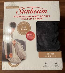 Tsm9ts-f825-25j00 Sunbeam Microplush Foot Pocket Electric Heated Throw Blanket 3 Settings Slatenib
