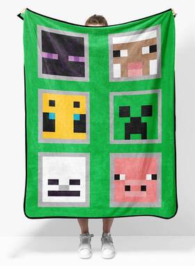 Sunny Side Up 032281427757 Minecraft Plush Travel Throw Blanket - Measures 40 X 50 Inches Super Soft &