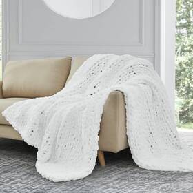 Sunyrisy 772288089748 Chunky Knit Throw Blanket Luxury Soft Cozy Chenille Large Thr