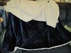 9ultimate Super Throw Blue White Luxurious Sherpa Reversible Blanket
