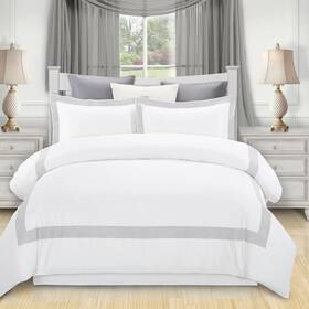 Superior 190052007703 Glenmont Embroidered Duvet Cover Set Long-staple Full/queen White