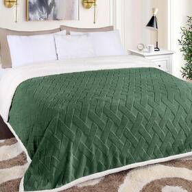 Superior 190052329102 Green Twin Fleece Reversible Lattice Blanket Nuuk Plush Sofa Bedroom Decor