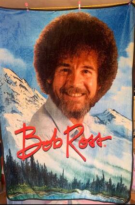 Surreal Entertainment 670711184858 Bob Ross Painting Chill With 44 Inch X 63 Super Soft Fleece Throw Blanket