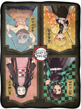 Surreal Entertainment 670711212094 Demon Slayer Group Panel Throw Blanket 46 Inch X 60 Soft Plush Fleece