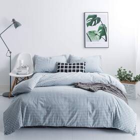 Szjrqc2017041086 Susybao Light Blue Gingham Duvet Cover Queen 100% Pale
