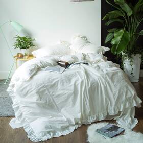 Szjrqc2017101616 Susybao White Vintage Ruffle Duvet Cover Queen 90 In X