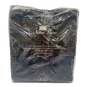 Sutton Place 756440043861 New 50x60 Luxury Cambridge Jacquard Chenille Throw Blue
