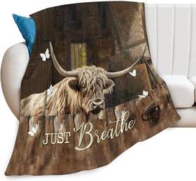Sweetfox 705353478192 Highland Cow Blanket Cattle Decor Throw Farmhouse G