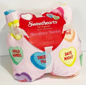 Sweethearts 840170312929 50x60 Inch Valentines Day Candy Hearts Microfleece Plush Throw Blanket