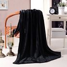 Synchkg114142 Exclusivo Mezcla Luxury Flannel Velvet Plush Throw Blanket Black