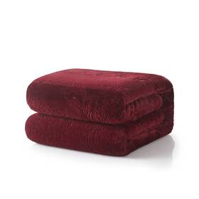 Ve62087-63x87 Tache Home Fashion Elegant Embossed Sherpa Bed Throw Blanket Red 63 X 87 Inch