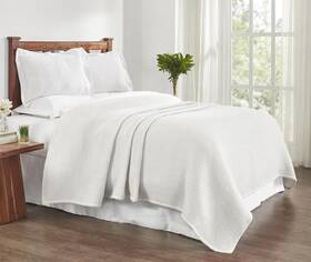 Tahari Home 735732313882 Blanket Soft Waffle Cotton Cozy Decor Samantha Bright White