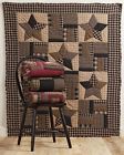 Blanket50x60 Tan Strip Quilted Red " Point Star Throw Bingham 5 Black Blocks