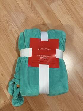 C738 Target 198101437877 Wondershop 66 Inch X 90 Twin Plush Pom-pom Christmas Throw Blanket - Green #c738