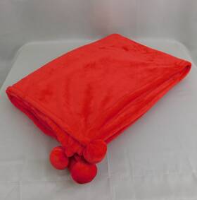 9058 Target 198101437969 Wondershop 66 Inch X 90 Twin Plush Pom-pom Christmas Throw Blanket - Red #9058