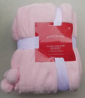 Target 198101437983 Wondershop Twin 66 Inch X 90 Plush Pom Blanket Pink