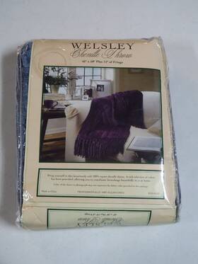 85591 Target Brand New Blue Welsley Chanille Throw 42 Inch X 58 Plus 12 Of Fringe