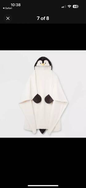 Target Wondershop 198101953209 Penguin Hooded Blanket 40 In X 50 Fuzzy Wrap Around New