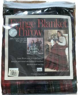 Tennesse Woolen Mills 042973644867 Tennessee Vintage Plaid Virgin Acrylic Blanket Fringe Throw 50x60