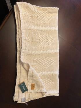 Tentree 661814238401 Organic Cotton Cable Blanket Elm White 60 Inch X Bnwt Throw