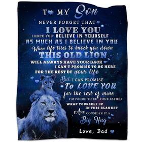 Tgruihm 649762096281 To My Son Blanket From Dad - Blue Lion Super Soft Cozy Flannel For Be