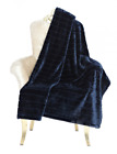 Th-solid001-navy Bertte Ultra Velvet Plush Super Soft Decorative Stripe 648260744298