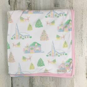 5646756876 The Beaufort Bonnet Company Blanket Throw Sleigh Bells And Pastels Pink Christmas