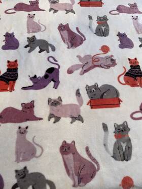 The Big 400395043789 Cat Fleece Throw Blanket 62 Inch X 58 White W Multi Color Cats Kohl S