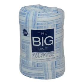 The Big One 400195287567 Oversized Plush Throw Blue Vintage Weave 6ftx5ft Or 60 Inch X72