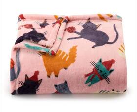 The Big One 400309875789 Oversized Plush Throw Blanket Cozy Cats 5ftx6ft / 60 Inch X72 Pink Nwt