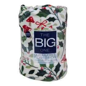 The Big One 400477603016 Oversized Soft Plush Throw Blanket 5ftx6ft Holiday Bow Mushroom Holly