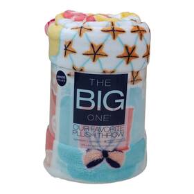 The Big One 400477603122 Oversized Plush Throw Blanket Coastal Print Faux Fur Tropical 5ftx6ft