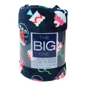 The Big One 400477603214 Oversized Plush Throw Blanket Soft Cozy 5 X 6ft Navy Holiday Cakes