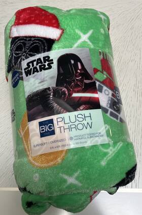 24bsuplthhol The Big One 400556949714 Supersoft Oversized Star Wars Holiday Green Throw 5 Ft X 6 New