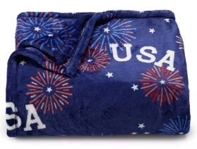 The Big One 400609932373 Red White And Blue Fireworks Hooray Usa Patriotic 5x6ft Throw Blanket New