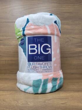 The Big One 400699123323 Oversized Supersoft Plush Throw Multicolor Tropical Palm Leaves Htf