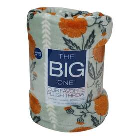 The Big One 400782893003 Oversized Plush Throw Blanket 5 Ft. X 6 Floral Design Green
