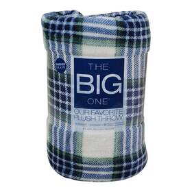 The Big One 400782893218 Navy Green Plaid Oversized Plush Throw Blanket 5x6 Ft Soft Polyester