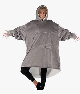 B07dksy26d The Comfy Sherpa Big Oversized Gray Wearable Hoodie Blanket Microfiber Fleece