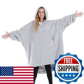 B096t9dsdy The Comfy Teddy Bear Quarter-zip Sherpa Wearable Blanket Quarter Length Zipper