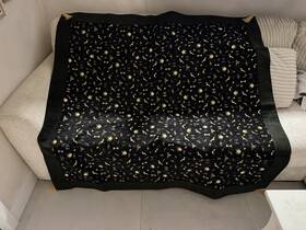 St-2170 The Loom Belize Geometric Fringed Throw Blanket 70x49 Black Beige Gray Cotton
