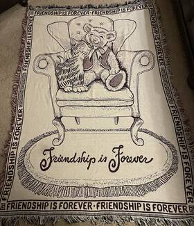 83-sc-afif12 The Manual Woodworkers And Weavers Inc. Friendship Is Forever Woven Knit Blanket Throw 46 Inch X 67 2 Layer Cranberry Afghan