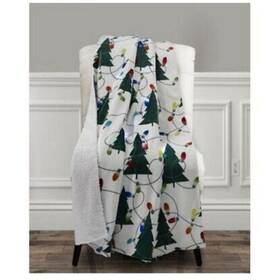 16t008218 The Mountain Home Collection Led Holiday Trees Printed Throw 50 X 60 Inches