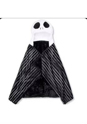 82260104 The Nightmare Before Christmas Jack Skellington Hooded Wearable Blanket 30 Inch X50 Euc