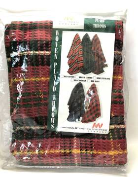 The Northwest Company 087918705166 Co Blanket Woven Waffle Design Plaid Throw Red Devon 48 Inch X 60
