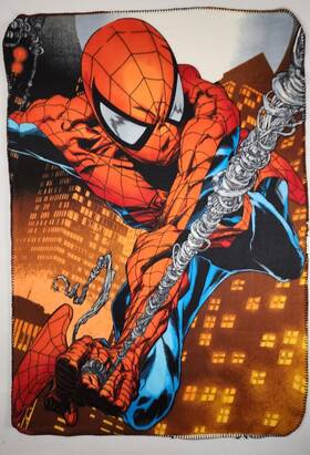 1098186 The Northwest Company Marvel Spiderman Fleece Throw Blanket 40x60 Inch Colorful City Scape Kid Bedroom