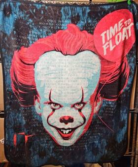 The Northwest Company 190604176383 It Pennywise Face Fleece Throw Blanket Blue Red Black Comp 48x40