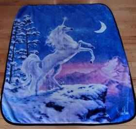 The Northwest Company 190604285238 Snow Limit Unicorn Fleece Throw Blanket Fantasy Blue Steve Read