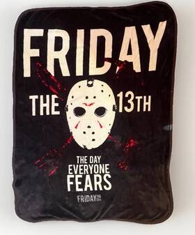 The Northwest Company 190604422060 Friday 13th Jason Voorhees Throw Blanket 57x42 Plush Fleece Horror Movie Euc