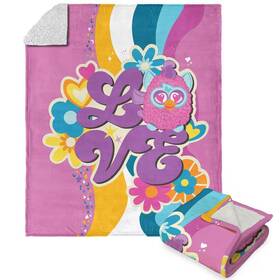 The Northwest Group 313093125186 Hasbro Furby Funky Silk Touch Sherpa Throw Blanket 50 X 60 Inch